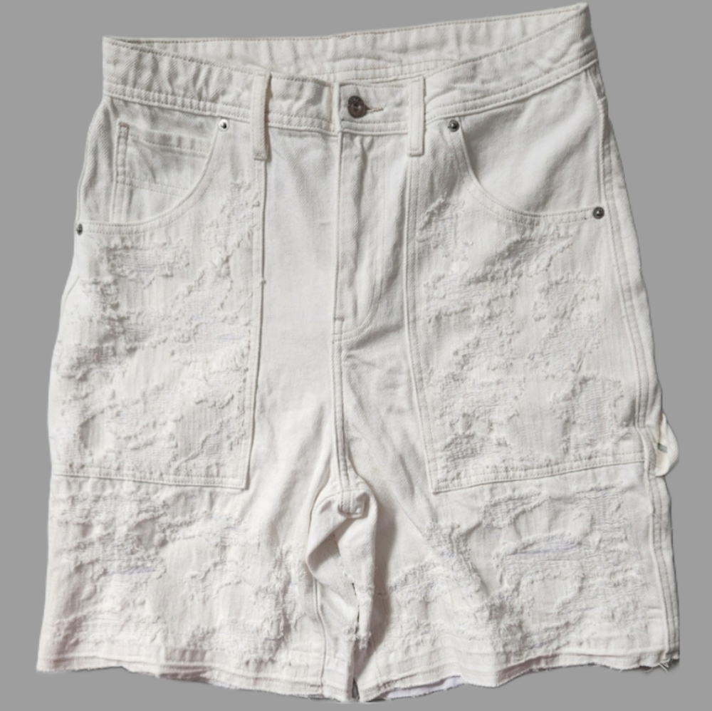 Nwot Textured Rip Cargo Style White Shorts H&M